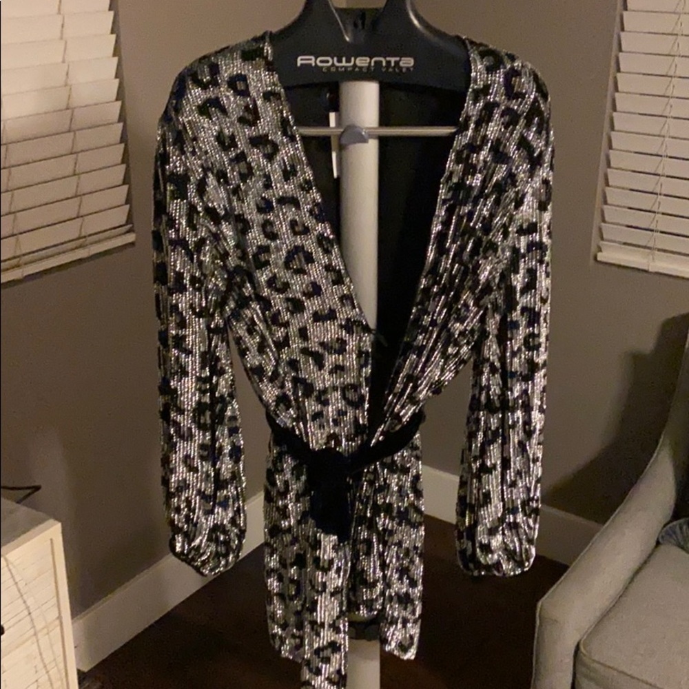 Retrofête Animal Print Sequin Robe Dress - Picture 4 of 9